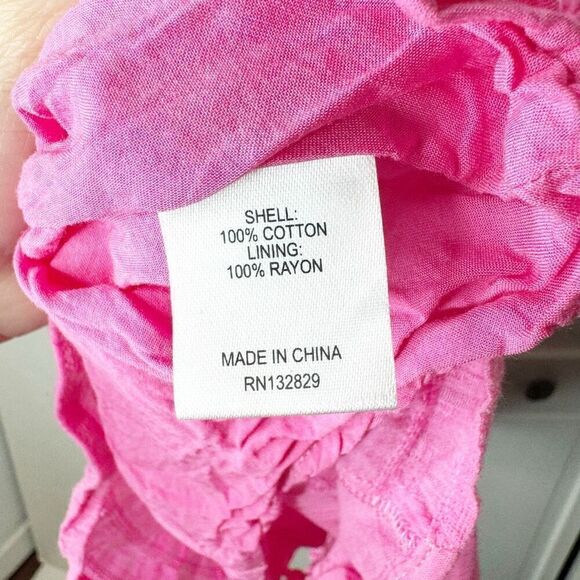 Lovers + Friends Finnegan Hot Pink Fuchsia Smocked Mini Dress V Neck Ruffle XS - Picture 7 of 8